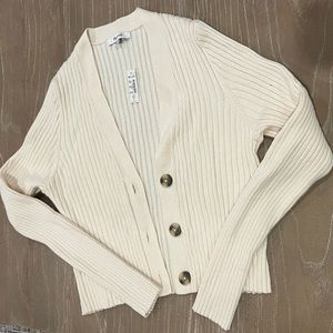 Madewell Cream Ribbed Cardigan Sweater